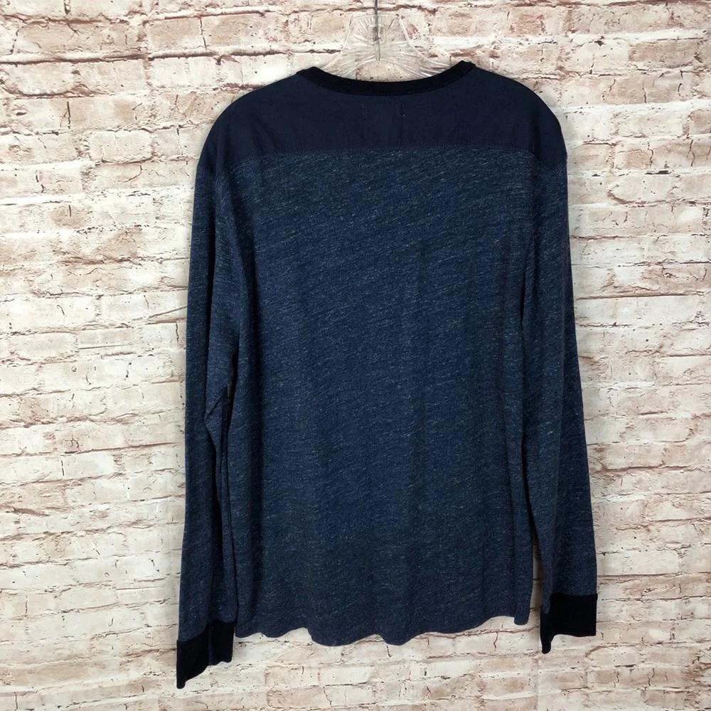 J.Crew Long Sleeve Blue Heathered Henley Shirt – Size XL NWOT